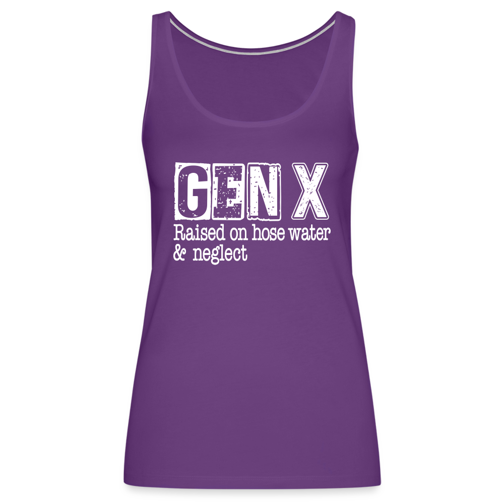 GEN X Women’s Premium Tank Top (Raised on hose water & neglect) - purple