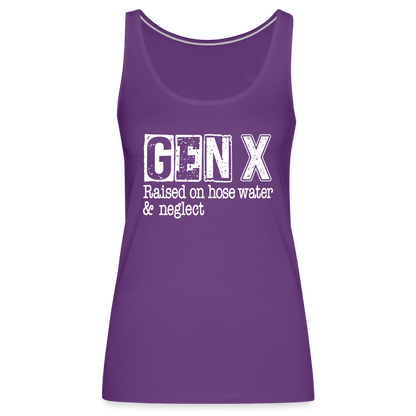 GEN X Women’s Premium Tank Top (Raised on hose water & neglect) - purple