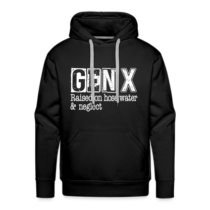 GEN X Men’s Premium Hoodie (Raised on hose water & neglect) - black