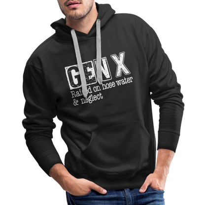 GEN X Men’s Premium Hoodie (Raised on hose water & neglect) - black