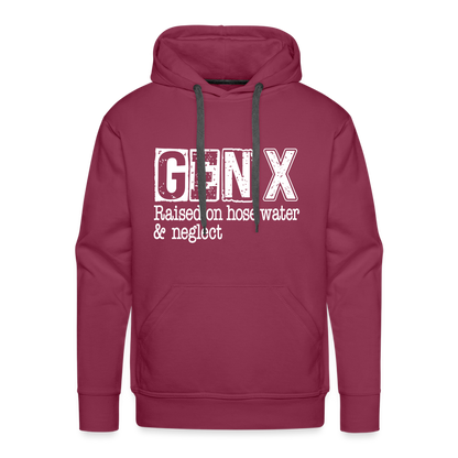 GEN X Men’s Premium Hoodie (Raised on hose water & neglect) - burgundy