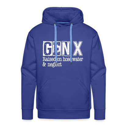 GEN X Men’s Premium Hoodie (Raised on hose water & neglect) - royal blue