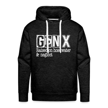 GEN X Men’s Premium Hoodie (Raised on hose water & neglect) - charcoal grey