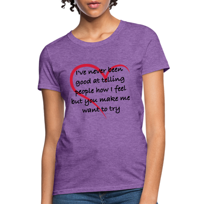 Telling People How I Feel Women's Contoured T-Shirt (Loving Relationship) - purple heather