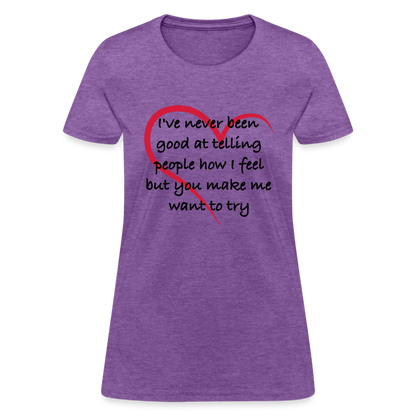 Telling People How I Feel Women's Contoured T-Shirt (Loving Relationship) - purple heather