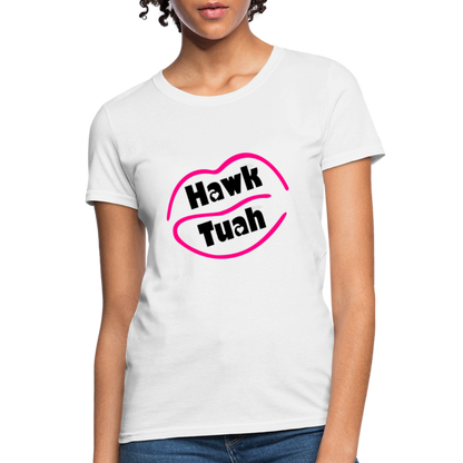 Hawk Tuah Women's Contoured T-Shirt - white