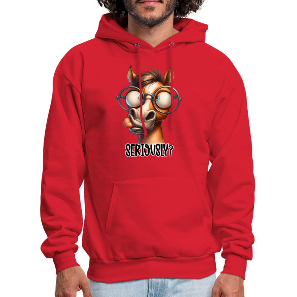 Seriously? Hoodie (Funny Horse) - red