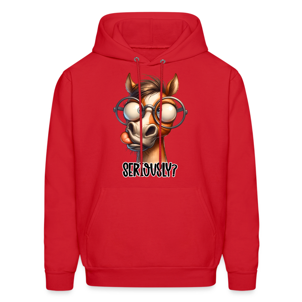 Seriously? Hoodie (Funny Horse) - red