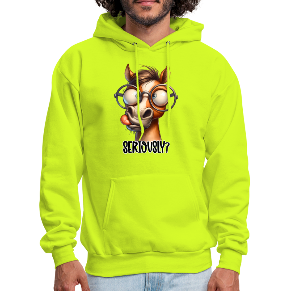 Seriously? Hoodie (Funny Horse) - safety green