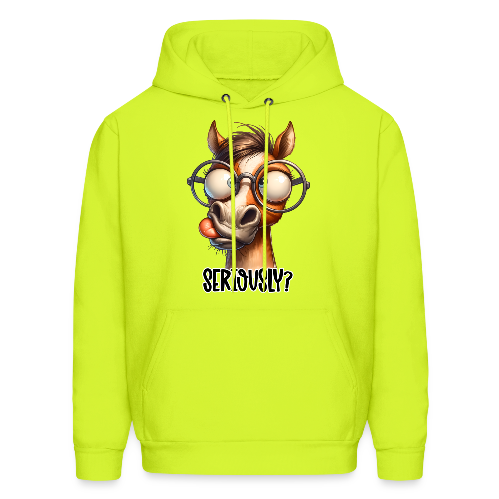Seriously? Hoodie (Funny Horse) - safety green
