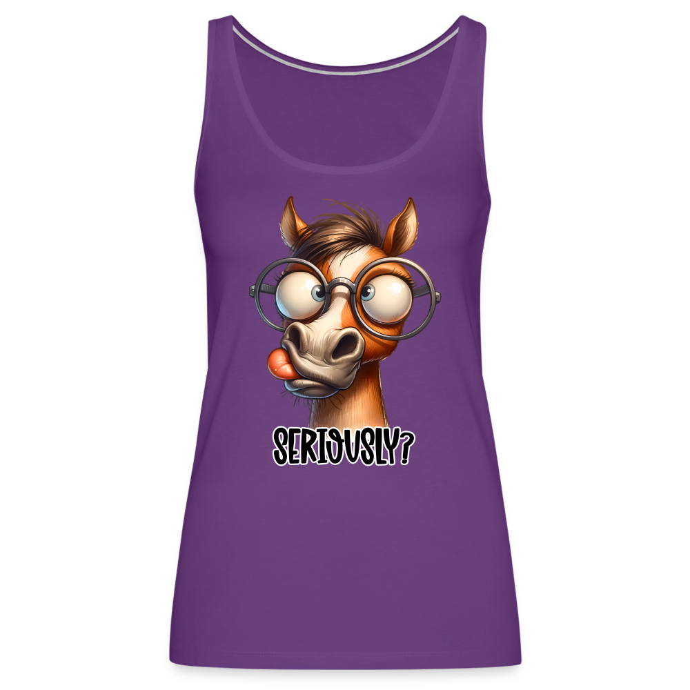 Seriously? Women’s Premium Tank Top (Funny Horse) - purple