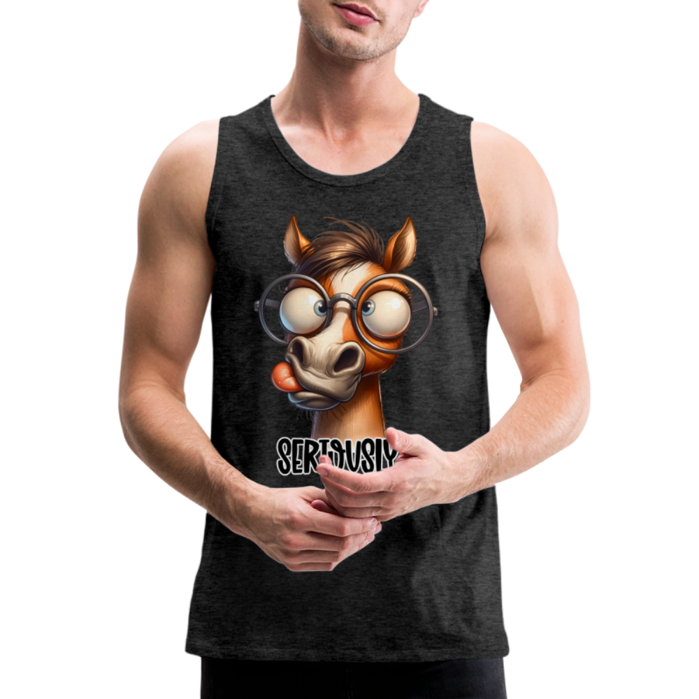 Seriously? Men's Premium Tank Top (Funny Horse) - charcoal grey
