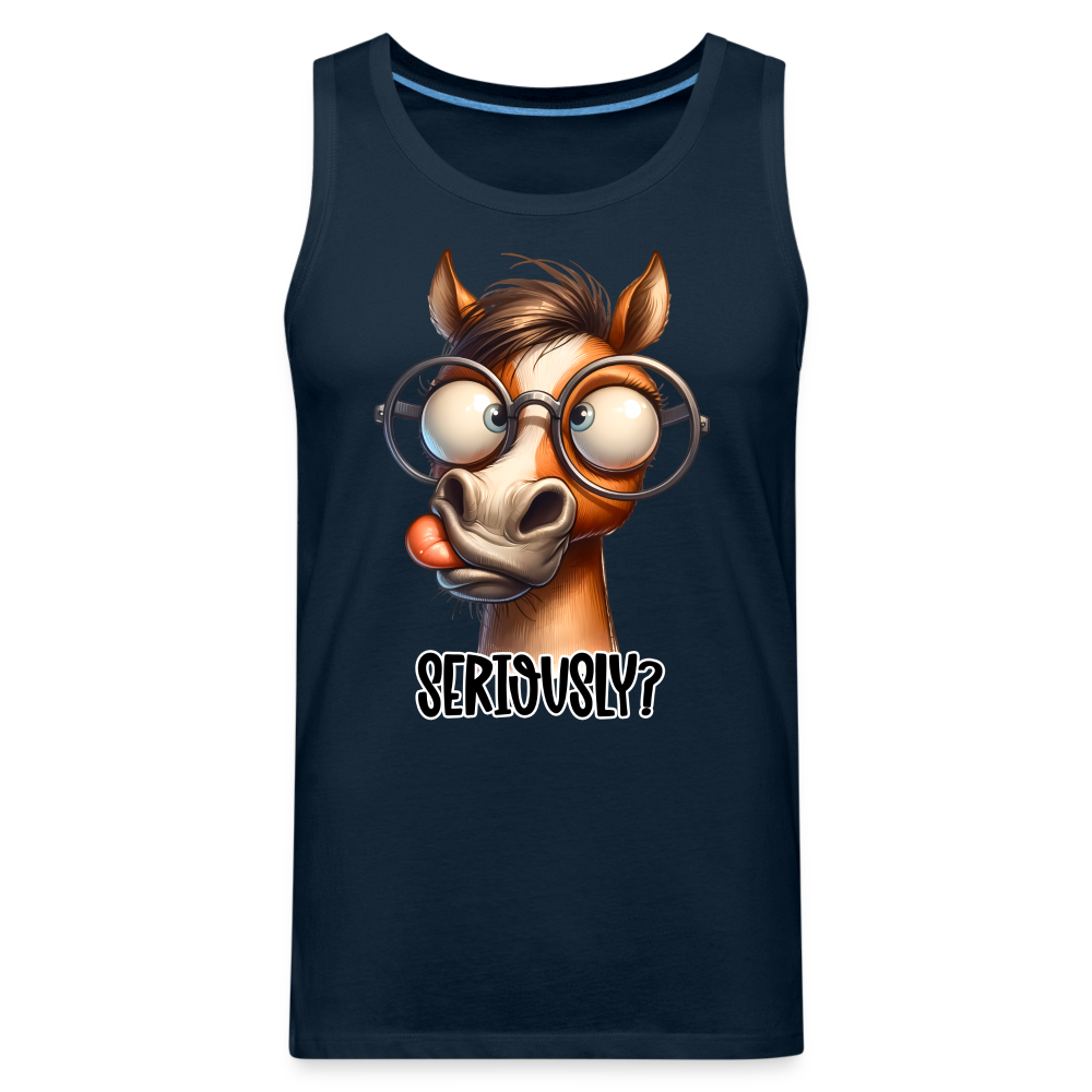 Seriously? Men's Premium Tank Top (Funny Horse) - deep navy