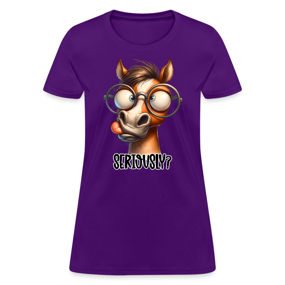 Seriously? Women's Contoured T-Shirt (Funny Horse) - purple