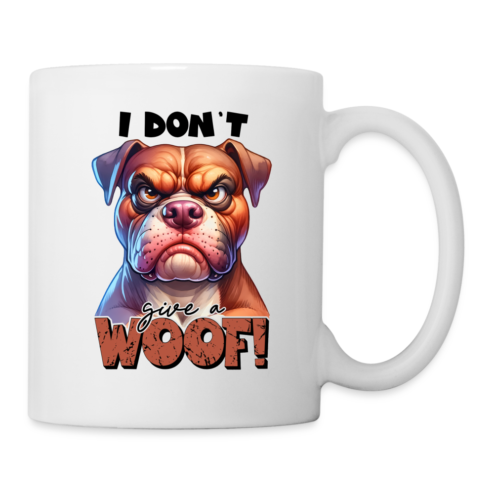 I Don't Give a Woof (Grump Dog with Attitude) Coffee Mug - white