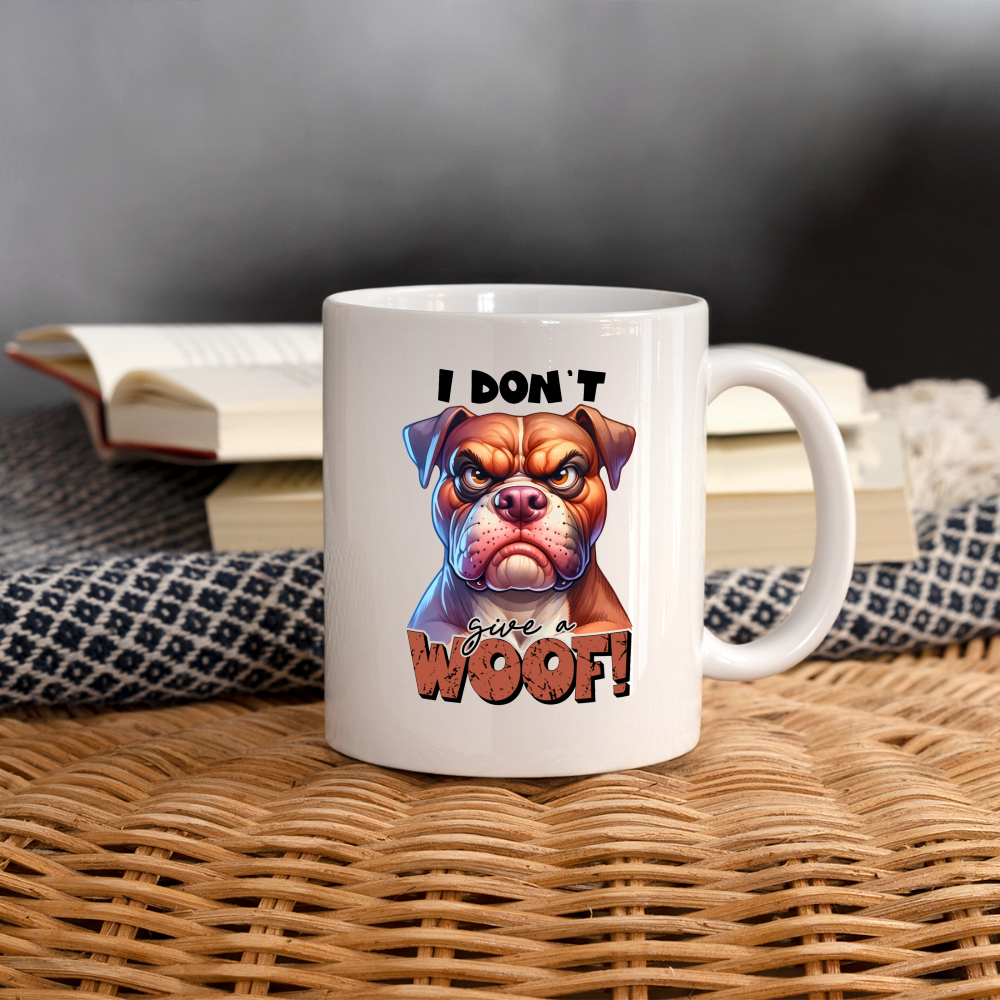 I Don't Give a Woof (Grump Dog with Attitude) Coffee Mug - white