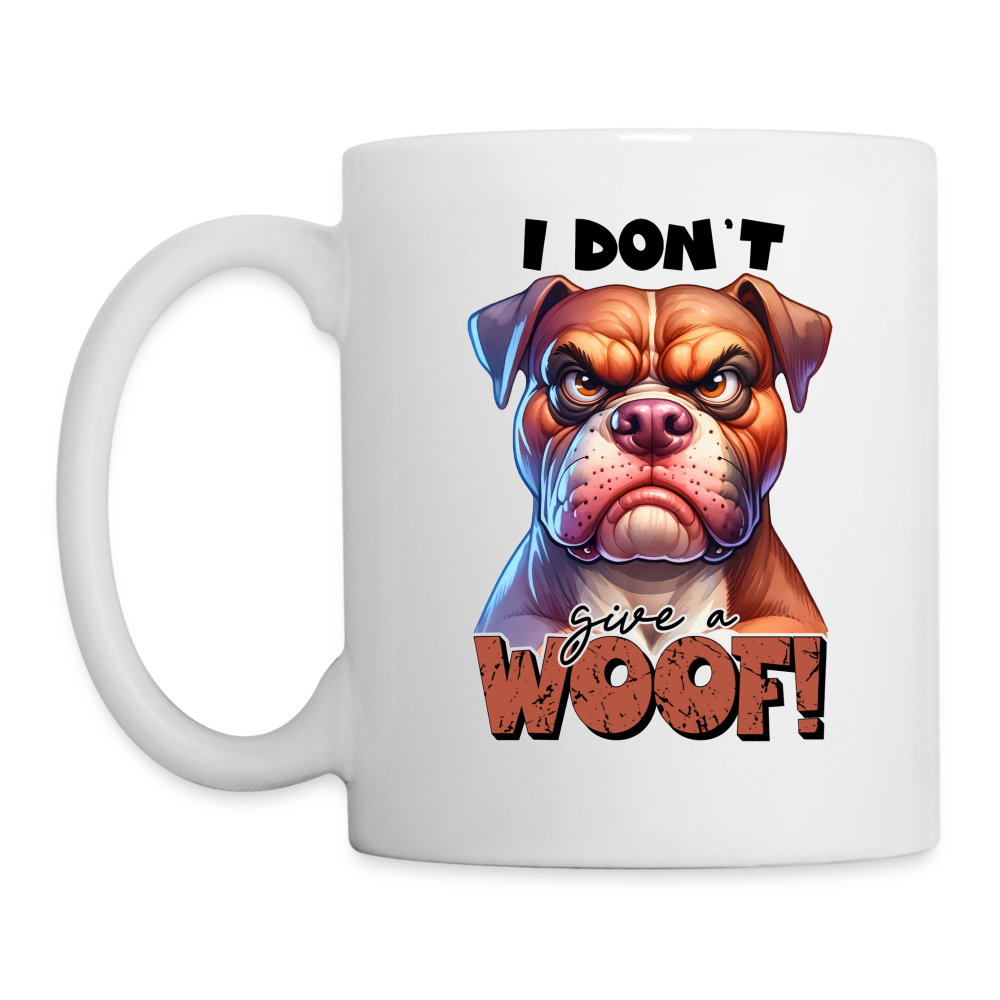 I Don't Give a Woof (Grump Dog with Attitude) Coffee Mug - white