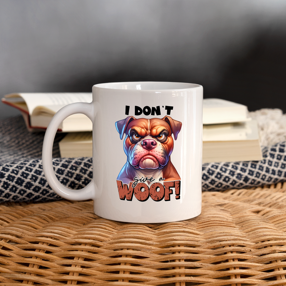 I Don't Give a Woof (Grump Dog with Attitude) Coffee Mug - white