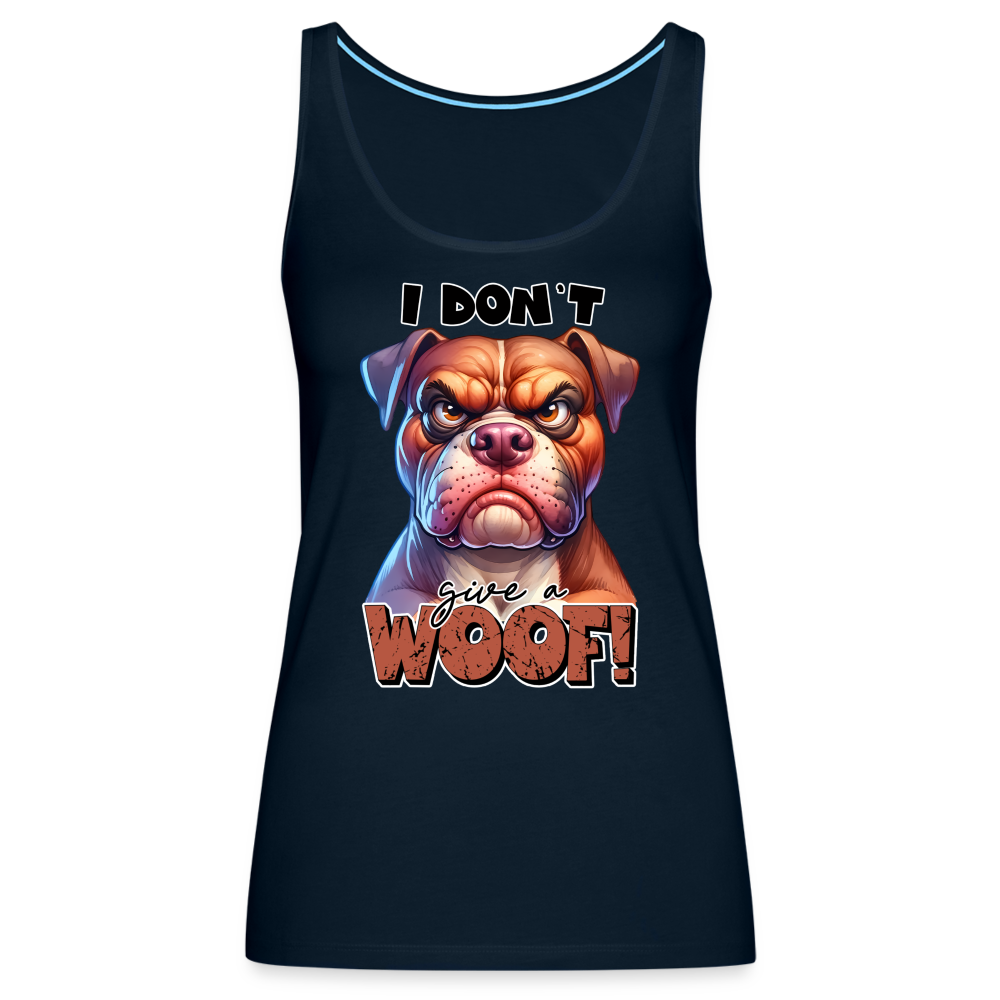 I Don't Give a Woof (Grump Dog with Attitude) Women’s Premium Tank Top - deep navy