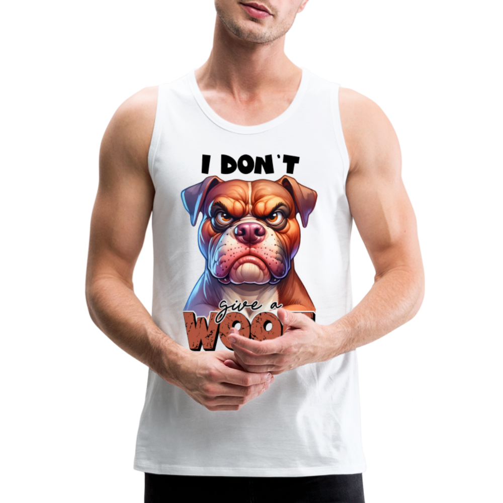I Don't Give a Woof (Grump Dog with Attitude) Men’s Premium Tank Top - white