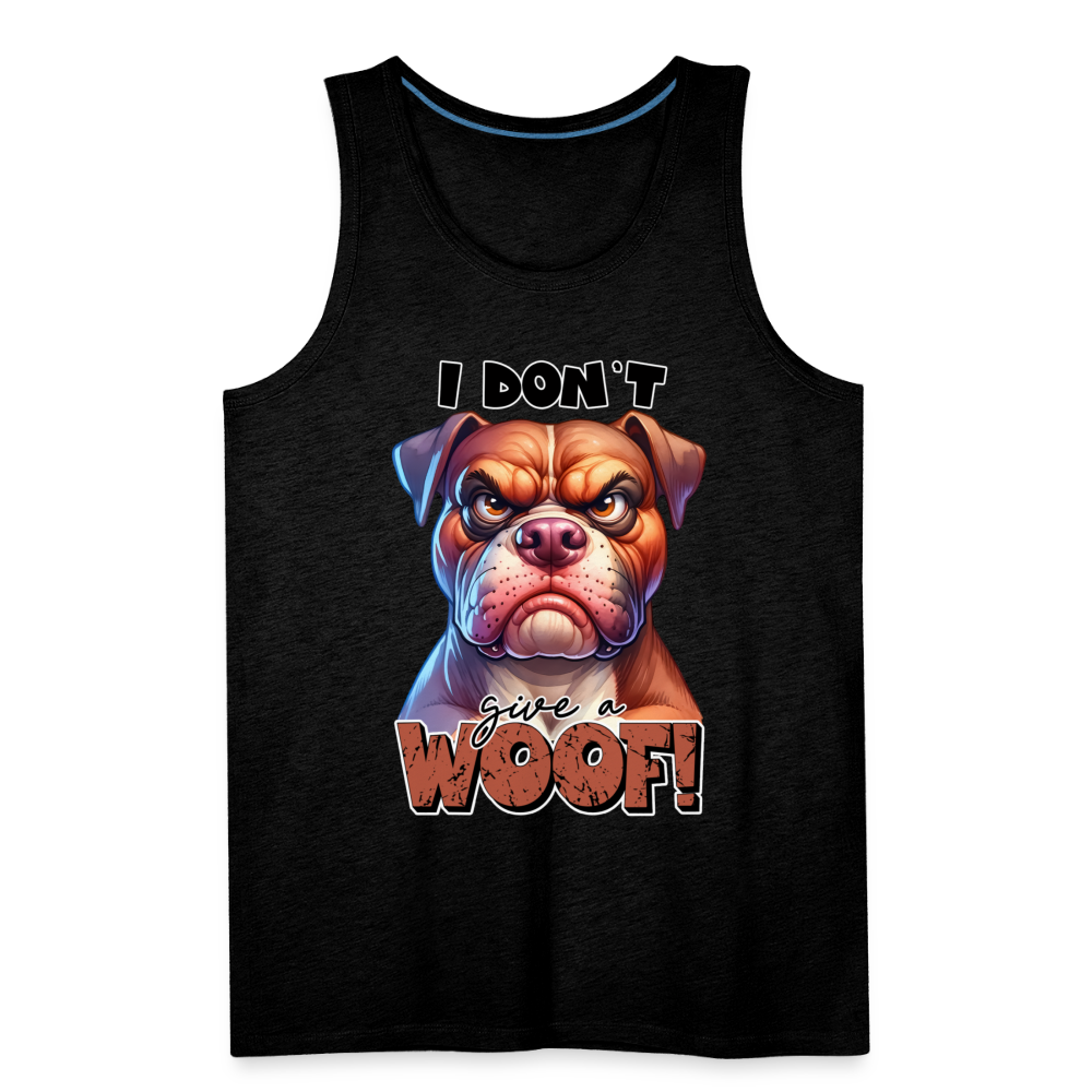 I Don't Give a Woof (Grump Dog with Attitude) Men’s Premium Tank Top - charcoal grey