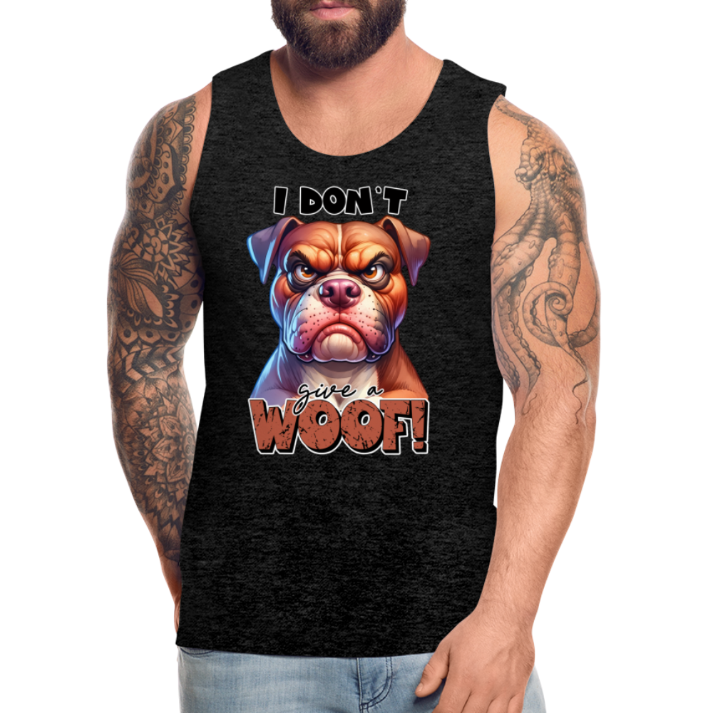 I Don't Give a Woof (Grump Dog with Attitude) Men’s Premium Tank Top - charcoal grey