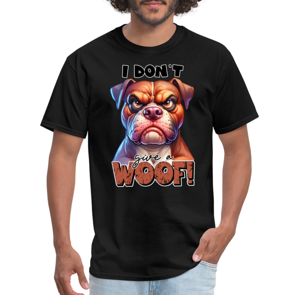 I Don't Give a Woof (Grump Dog with Attitude) T-Shirt - black