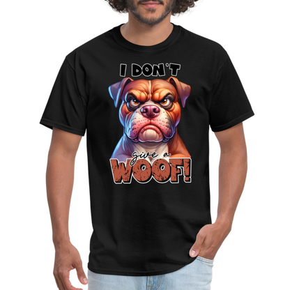 I Don't Give a Woof (Grump Dog with Attitude) T-Shirt - black