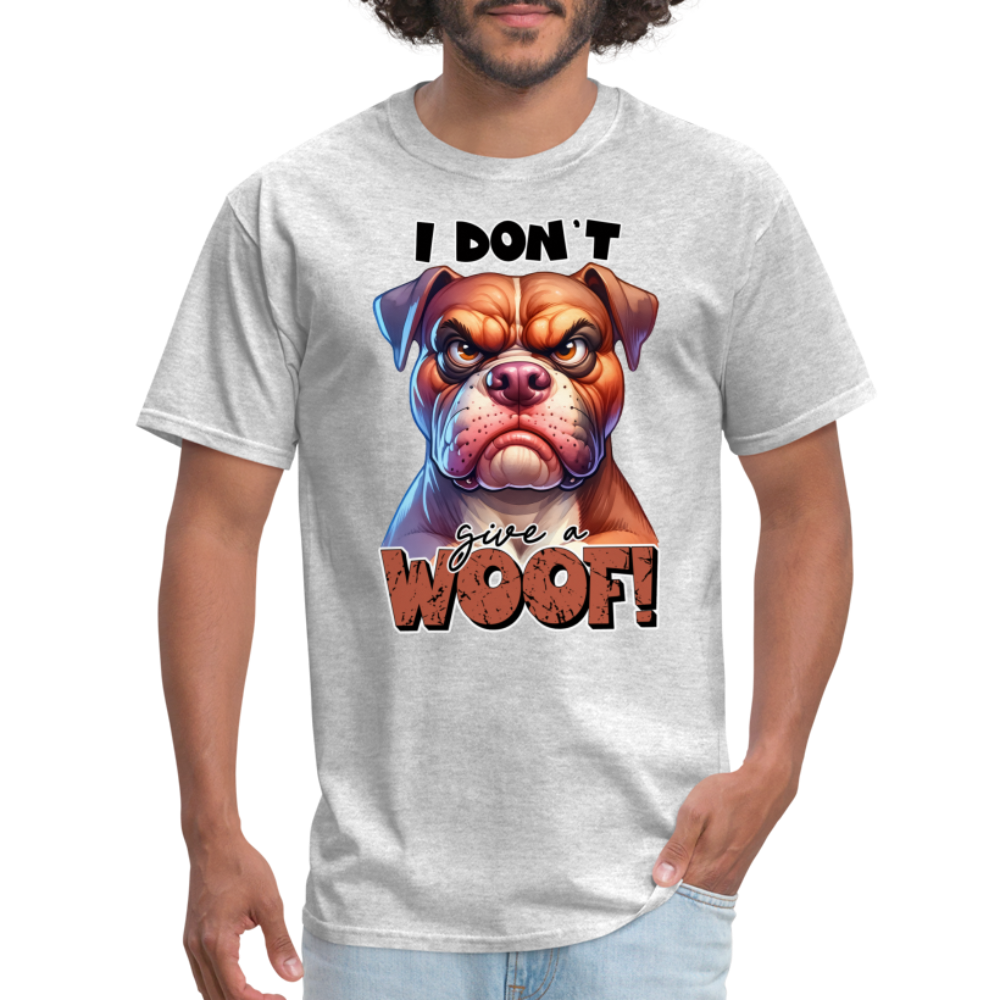 I Don't Give a Woof (Grump Dog with Attitude) T-Shirt - heather gray