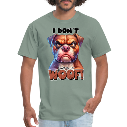 I Don't Give a Woof (Grump Dog with Attitude) T-Shirt - sage