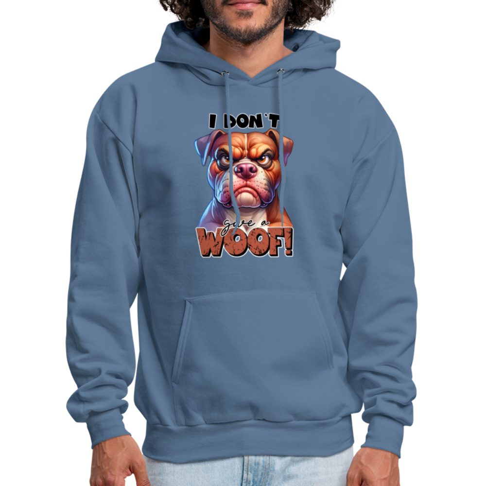 I Don't Give a Woof (Grump Dog with Attitude) Unisex Hoodie - denim blue