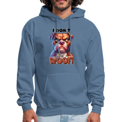 I Don't Give a Woof (Grump Dog with Attitude) Unisex Hoodie - denim blue