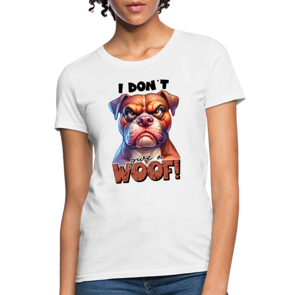 I Don't Give a Woof (Grump Dog with Attitude) Women's Contoured T-Shirt - white