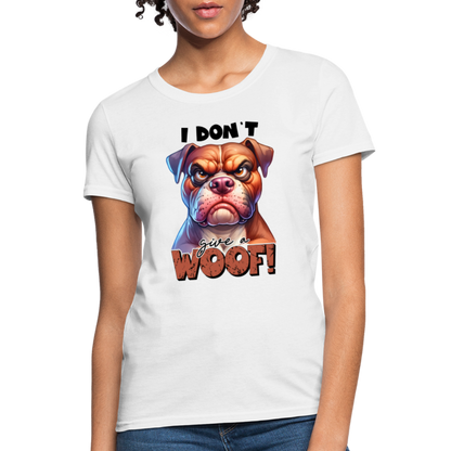 I Don't Give a Woof (Grump Dog with Attitude) Women's Contoured T-Shirt - white