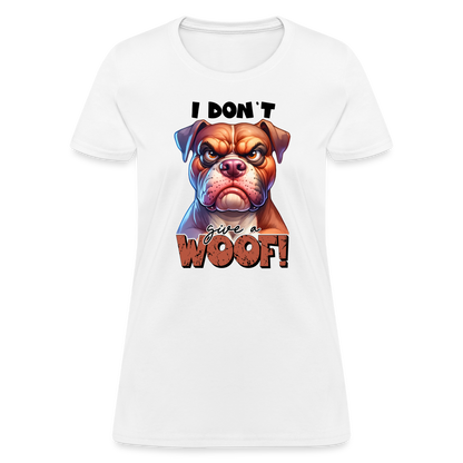 I Don't Give a Woof (Grump Dog with Attitude) Women's Contoured T-Shirt - white