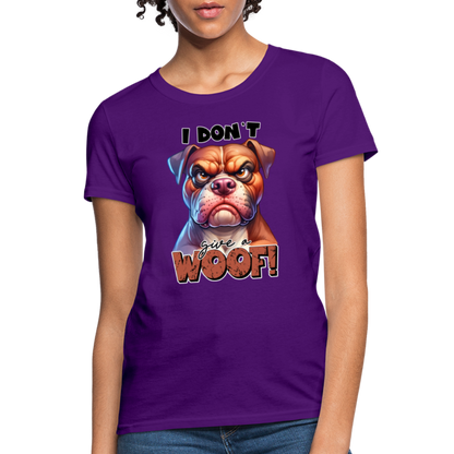 I Don't Give a Woof (Grump Dog with Attitude) Women's Contoured T-Shirt - purple