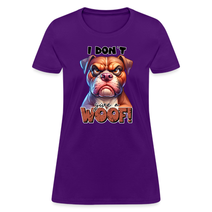 I Don't Give a Woof (Grump Dog with Attitude) Women's Contoured T-Shirt - purple