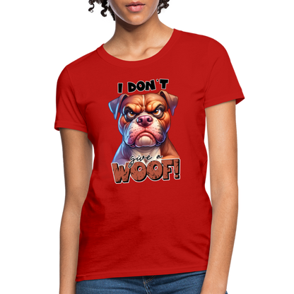 I Don't Give a Woof (Grump Dog with Attitude) Women's Contoured T-Shirt - red