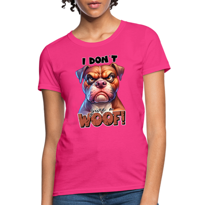 I Don't Give a Woof (Grump Dog with Attitude) Women's Contoured T-Shirt - fuchsia