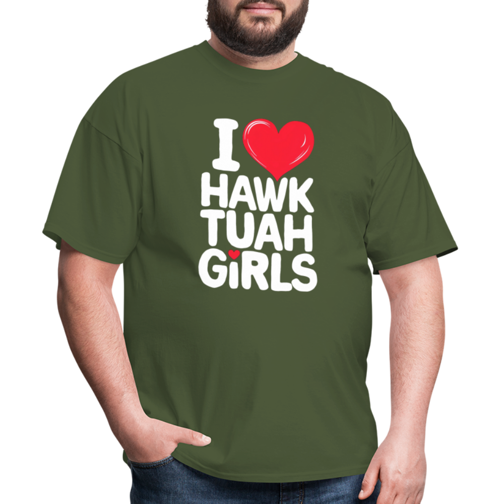 I Love Hawk Tuah Girls T-Shirt - military green