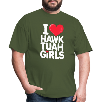 I Love Hawk Tuah Girls T-Shirt - military green