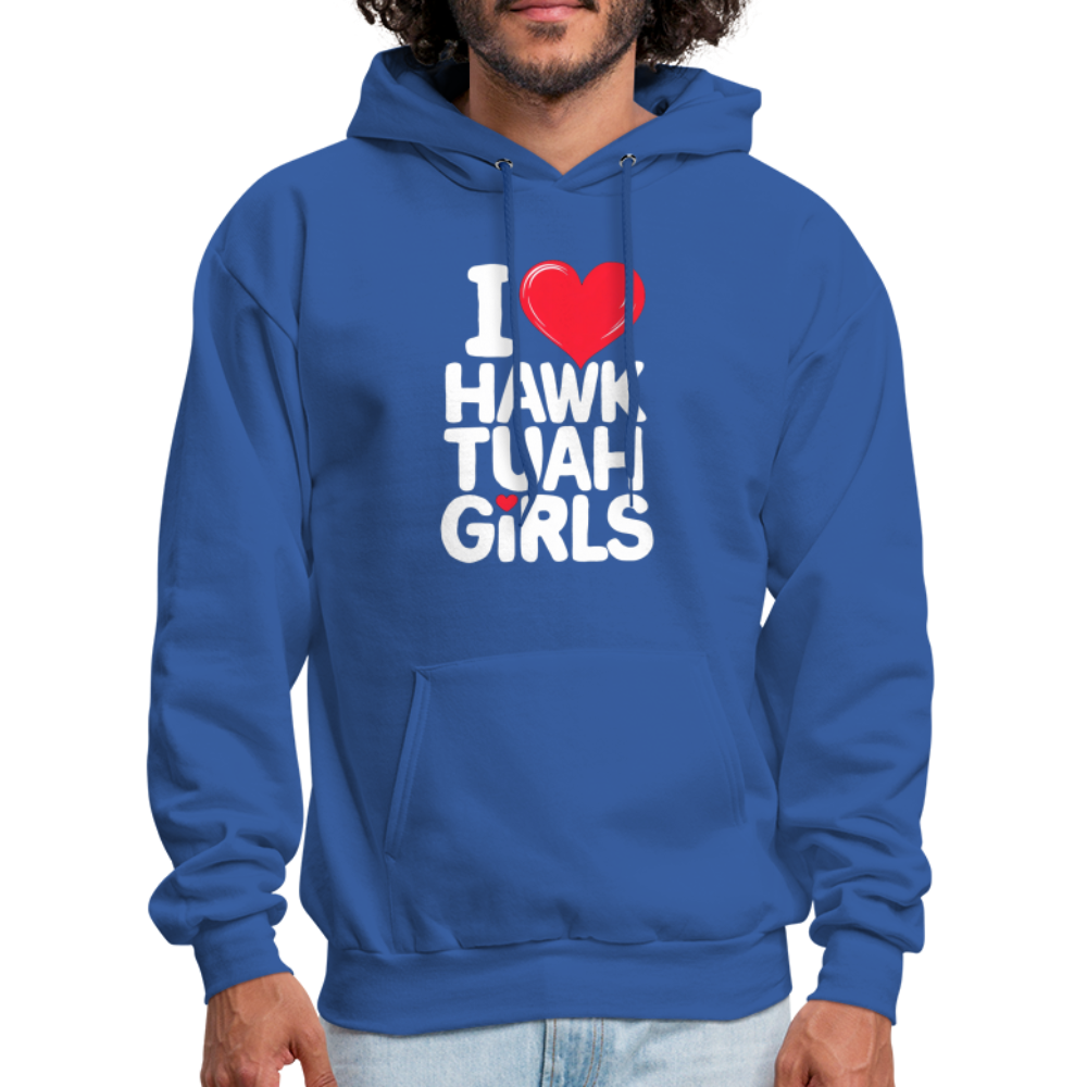 I Love Hawk Tuah Girls Hoodie - royal blue