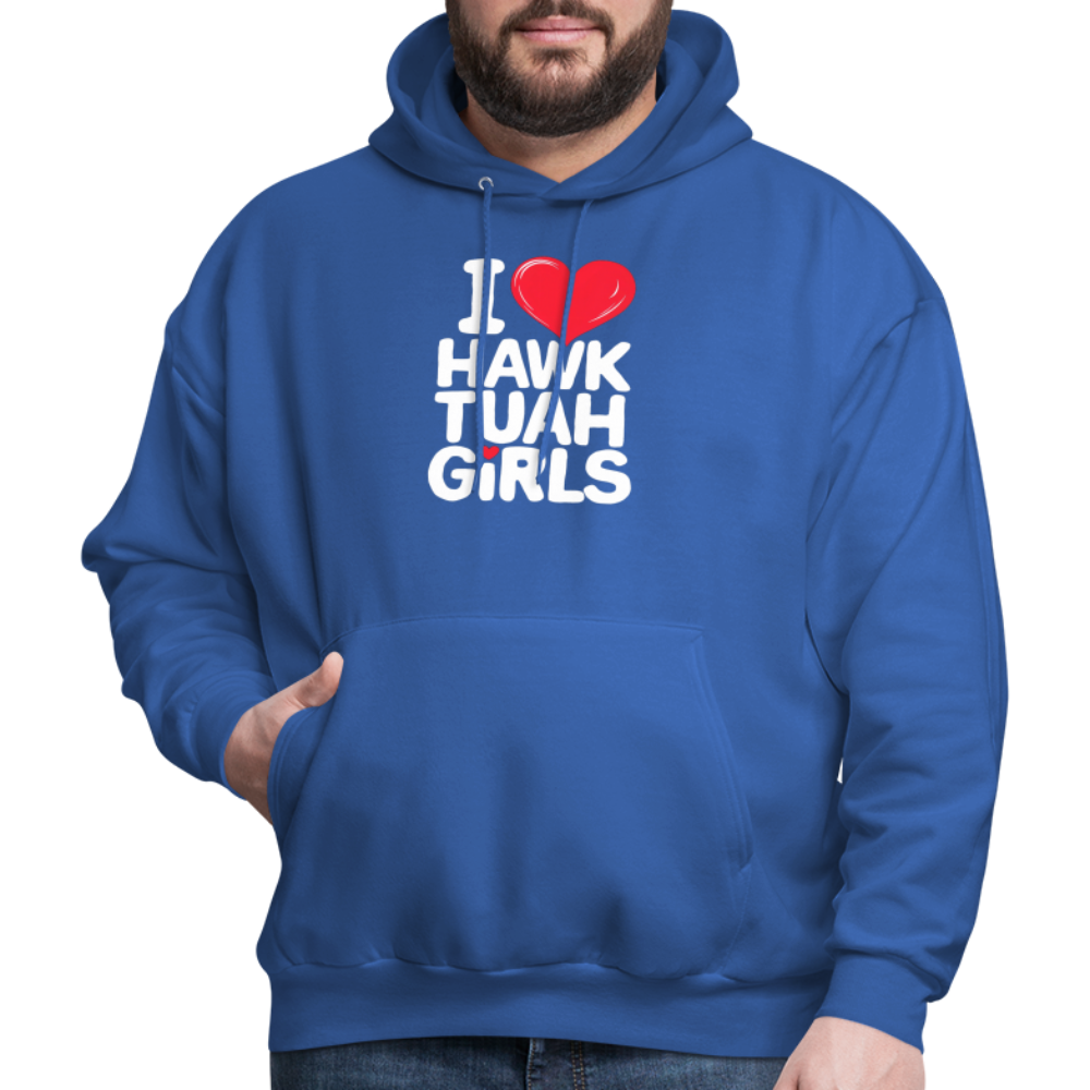 I Love Hawk Tuah Girls Hoodie - royal blue