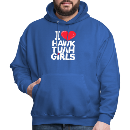 I Love Hawk Tuah Girls Hoodie - royal blue