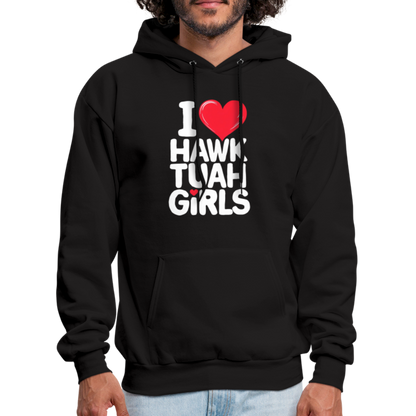 I Love Hawk Tuah Girls Hoodie - black