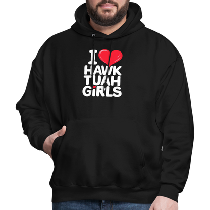 I Love Hawk Tuah Girls Hoodie - black