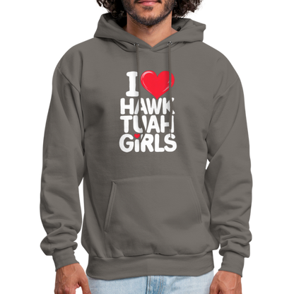 I Love Hawk Tuah Girls Hoodie - asphalt gray