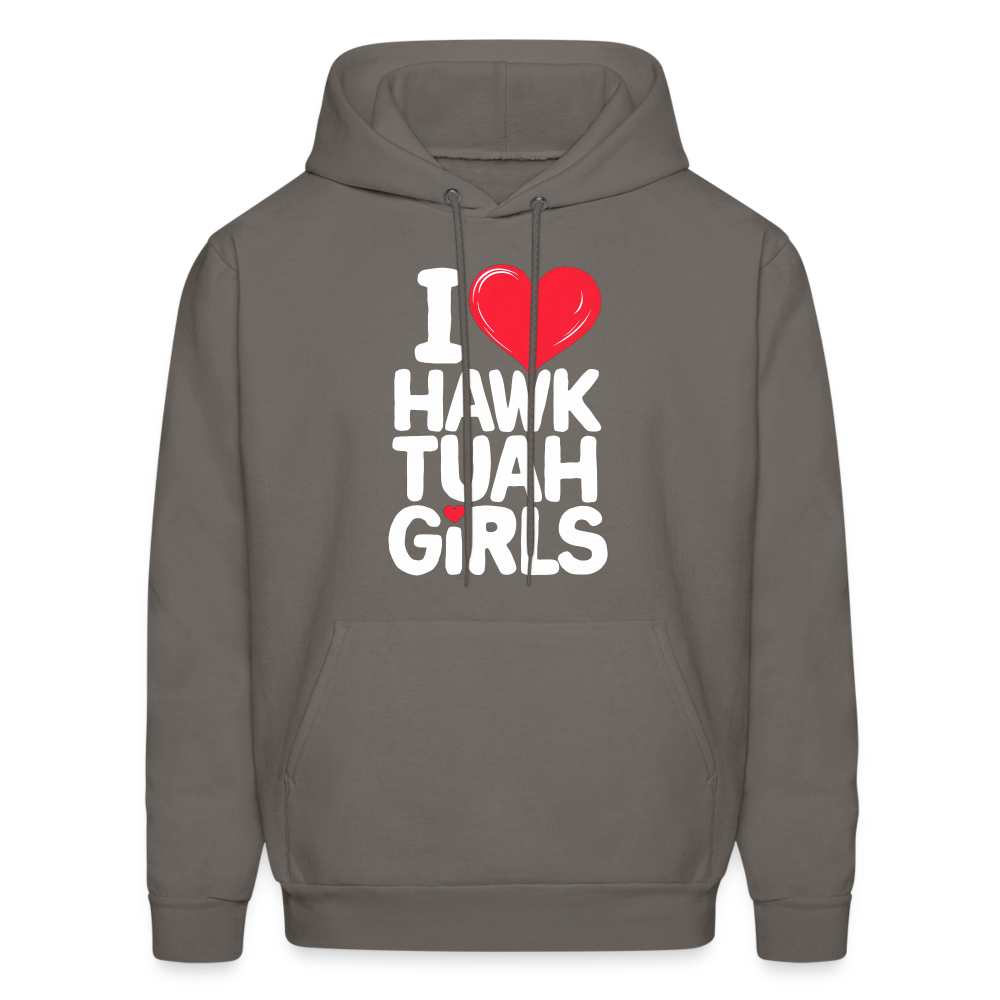 I Love Hawk Tuah Girls Hoodie - asphalt gray