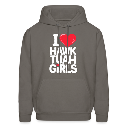 I Love Hawk Tuah Girls Hoodie - asphalt gray