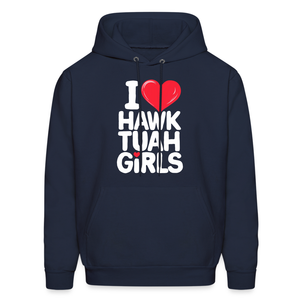 I Love Hawk Tuah Girls Hoodie - navy